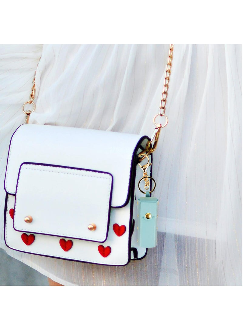 عبوة من 2 حقيبة أحمر شفاه محمولة على شكل سلسلة مفاتيح باللون الأخضر والوردي - Image 5