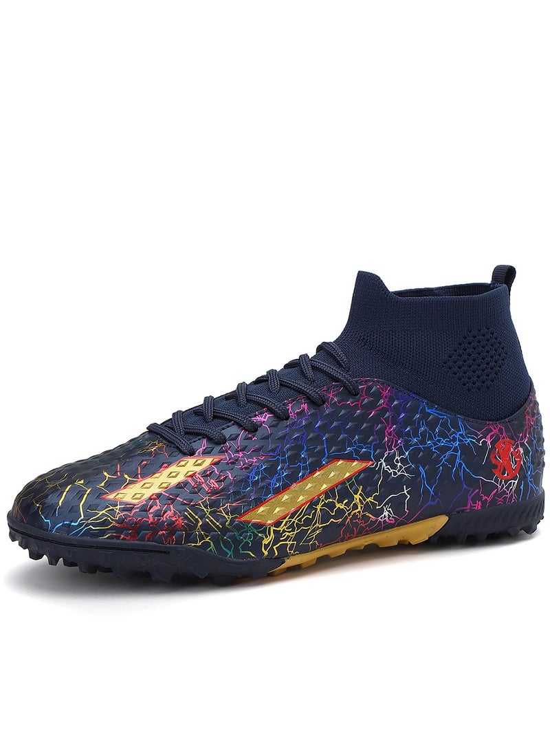 جناح السماء أحذية كرة قدم للرجال والنساء للبالغين IC أو IN أحذية كرة قدم مسطحة مرنة ذات ياقة عالية وتصميم محبوك أحذية كرة قدم تدريبية خفيفة الوزن - Image 1