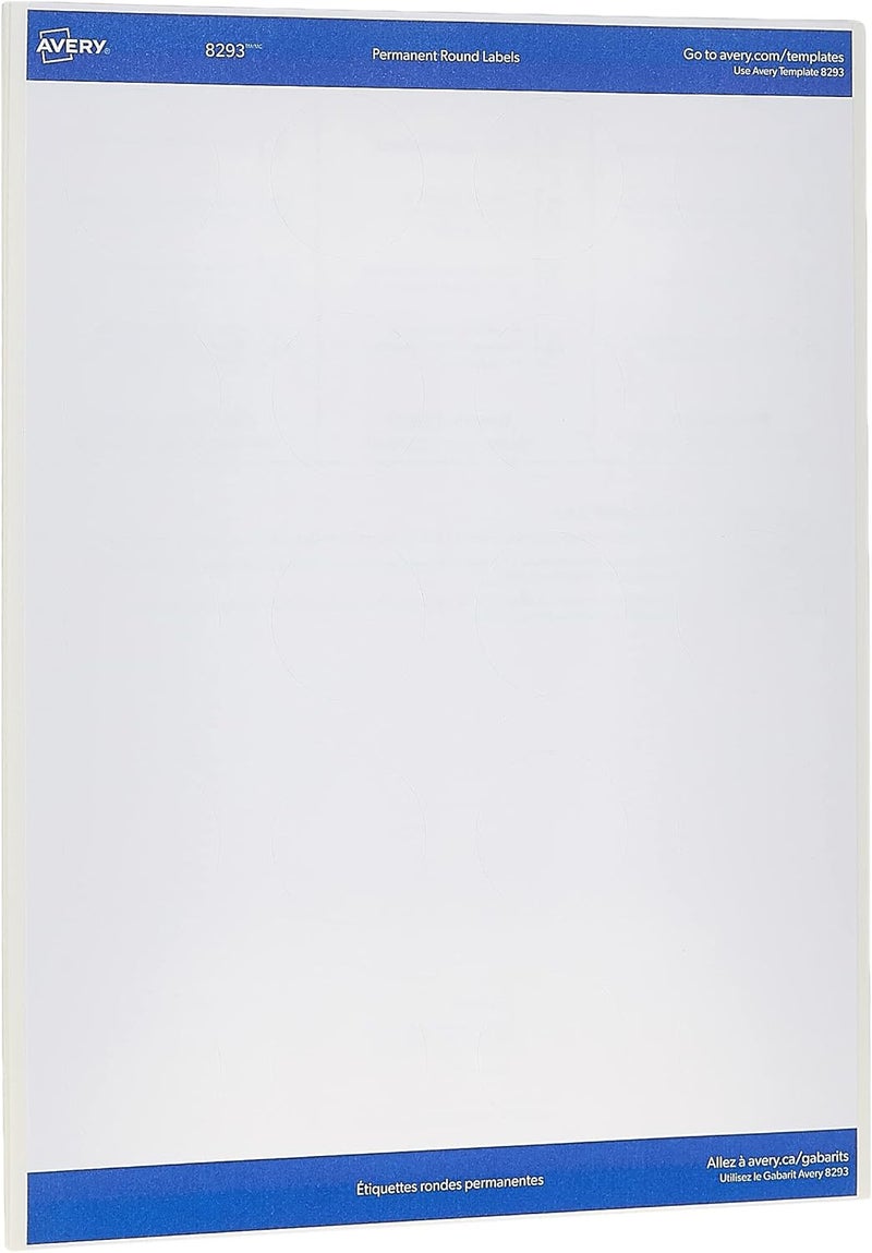 AVERY Round Labels, White, 1-1/2" | Sure Feed Technology | Permanent Adhesive | 400 Labels, Pack of 5 - Image 2
