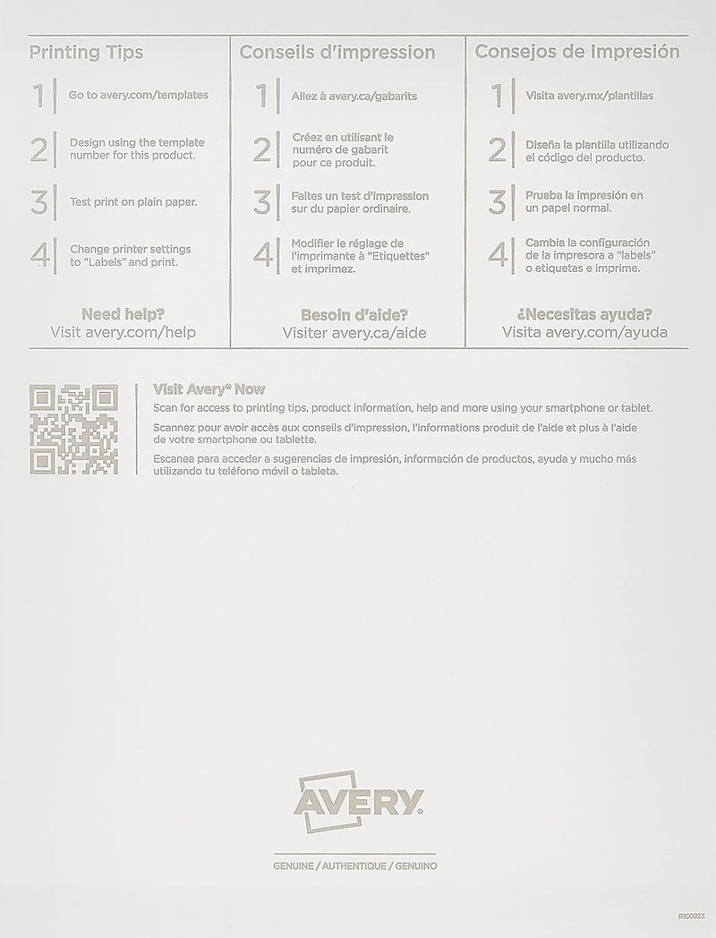 AVERY Round Labels, White, 1-1/2" | Sure Feed Technology | Permanent Adhesive | 400 Labels, Pack of 5 - Image 3