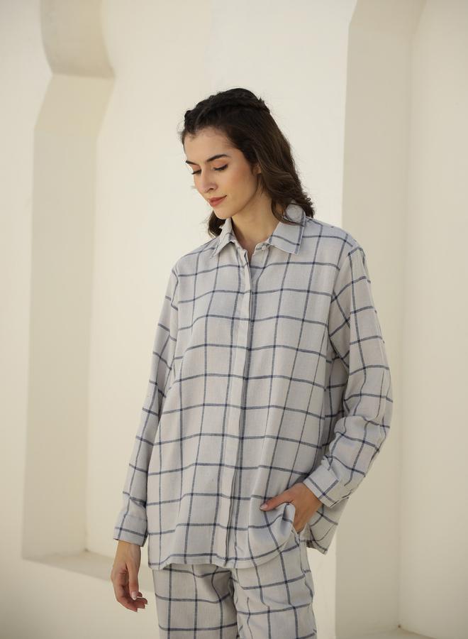 sanskrutihomes sanskrutihomes Checked Long Sleeve Shirt and Pyjama Set  - Image 5