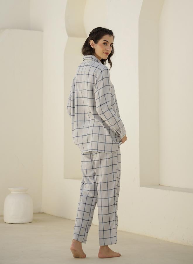sanskrutihomes sanskrutihomes Checked Long Sleeve Shirt and Pyjama Set  - Image 2