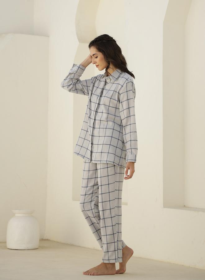 sanskrutihomes sanskrutihomes Checked Long Sleeve Shirt and Pyjama Set  - Image 4