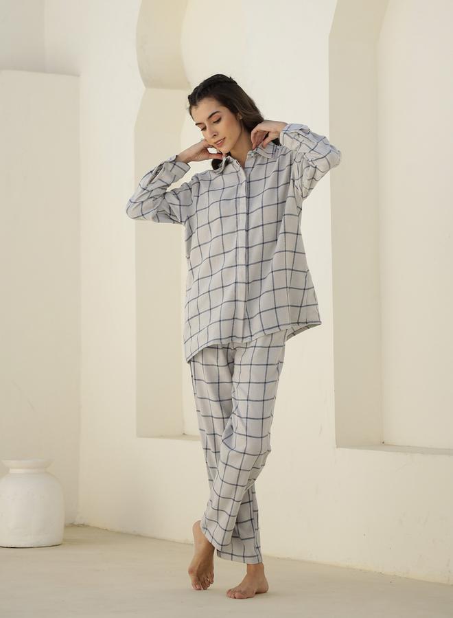 sanskrutihomes sanskrutihomes Checked Long Sleeve Shirt and Pyjama Set  - Image 3
