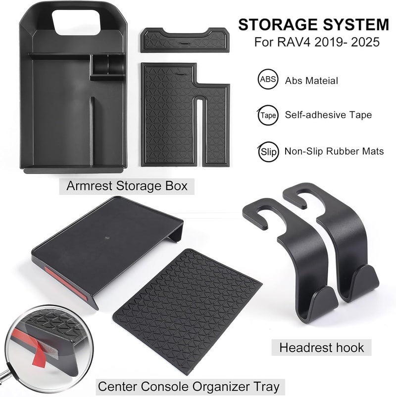 YAKANEY 4 PCS Center Console Organizer for Toyota RAV4 - Image 2