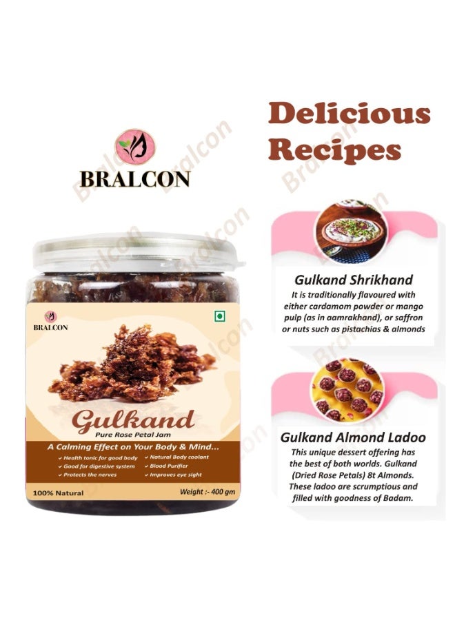 BRALCON atural Gulkand (Rose Petal Jam) - 400g | Sun-Cooked Damask Rose Petals & Rock Sugar - Kesar Elaichi | Gulkand for Paan - Image 5