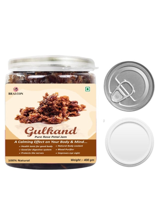 BRALCON atural Gulkand (Rose Petal Jam) - 400g | Sun-Cooked Damask Rose Petals & Rock Sugar - Kesar Elaichi | Gulkand for Paan - Image 3