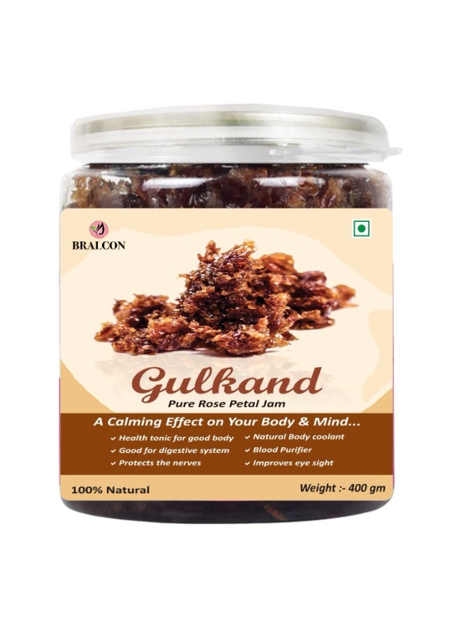 BRALCON atural Gulkand (Rose Petal Jam) - 400g | Sun-Cooked Damask Rose Petals & Rock Sugar - Kesar Elaichi | Gulkand for Paan - Image 1