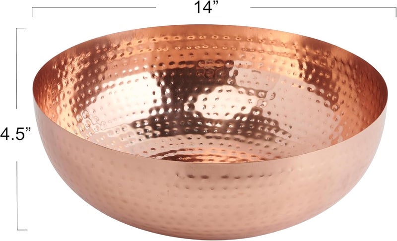 Creative Co-op Round Hammered Metal Bowl, Copper Finish - Image 2