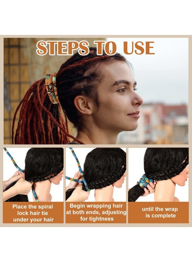 Hanaive 2 Pcs Spiral Lock Hair Tie Dreadlocks Accessories for Men Women Bendable Loc Hair Tie Dreadlocks Ponytail Holder Long Dread Bands for Braids(Stylish Pattern) - Image 4