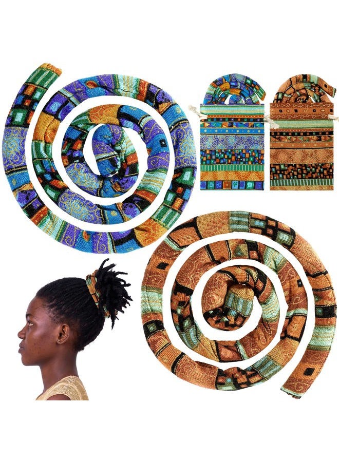 Hanaive 2 Pcs Spiral Lock Hair Tie Dreadlocks Accessories for Men Women Bendable Loc Hair Tie Dreadlocks Ponytail Holder Long Dread Bands for Braids(Stylish Pattern) - Image 1