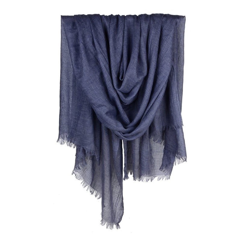 Iristide Womens Long Scarf in Solid Color, Light Weight Large Shawls Wrap for Beach Outdoor Camping Traveling Sunscreen Neckwear 75×43 inch (Denim Blue) - Image 1