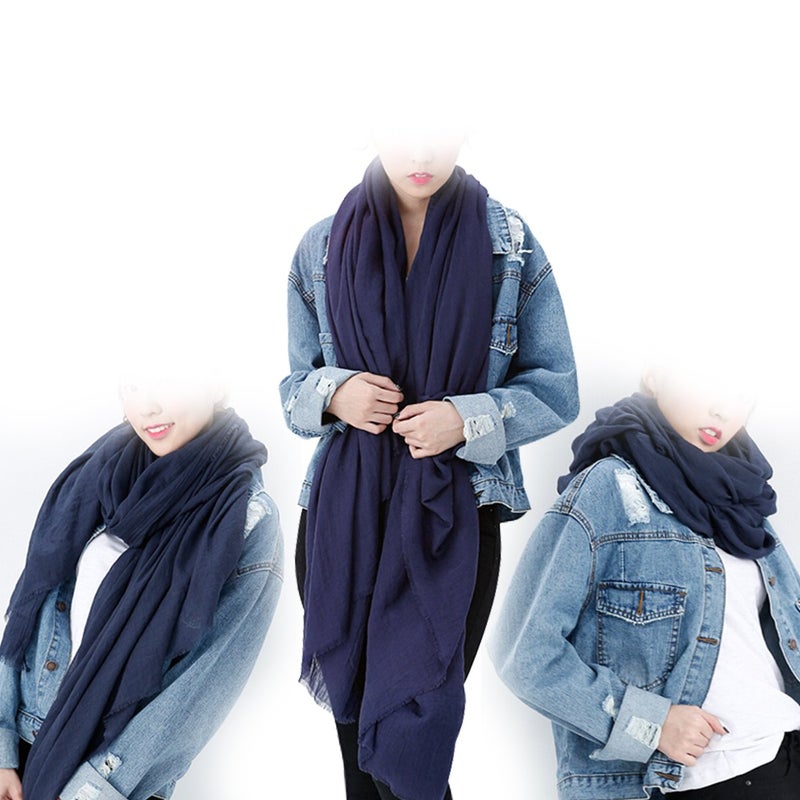 Iristide Womens Long Scarf in Solid Color, Light Weight Large Shawls Wrap for Beach Outdoor Camping Traveling Sunscreen Neckwear 75×43 inch (Denim Blue) - Image 5