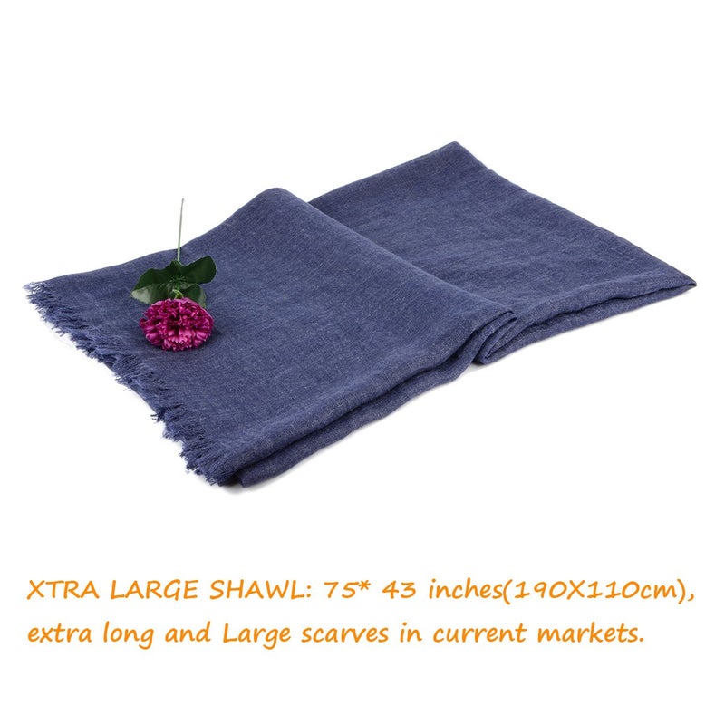 Iristide Womens Long Scarf in Solid Color, Light Weight Large Shawls Wrap for Beach Outdoor Camping Traveling Sunscreen Neckwear 75×43 inch (Denim Blue) - Image 2