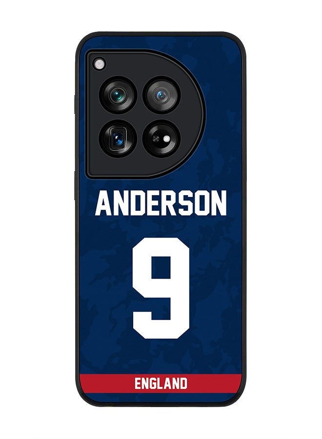 Stylizedd Rugged Black Edge Case for OnePlus 12, Slim fit Case Flexible Anti Drop TPU Gel Thin Cover -  Team England James Anderson, Jersey No 9 - Image 1