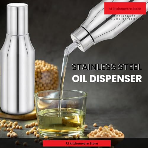RJ kitchenware Store Stainless Steel Oil Dispenser with Lid Pack of 1 | Dust & Leak Proof | Oil Container | Oil Pourer | Oil Pot | Oil Can | Outdoor Cooking | Silver (500 ML) - Image 5