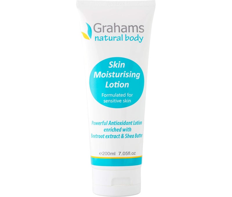 Grahams Natural Moisturising Lotion Formulated For Sensitive Skin | Powerfull Antioxidant With Beetroot Extract And Shea Butter | Clinically Tested Ingredients | Effective Relief | 200 Ml