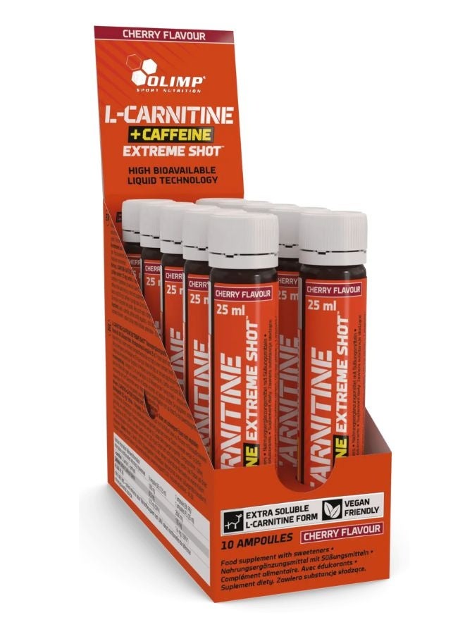 Olimp L-Carnitine + Caffeine Extreme Shot – 10 x 25 ml Cherry Flavour