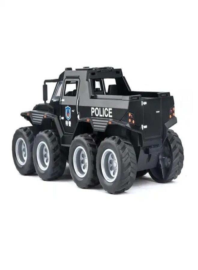QQ Show سيارة لعبة QQ Show Play Boy 1:32 8x8 SUV Police Pickup Model مصنوعة من سبيكة معدنية مصبوبة، تعمل بنظام السحب للخلف، مزودة بأبواب قابلة للفتح وإضاءة وموسيقى، مناسبة للأطفال (متعددة الألوان). - Image 1