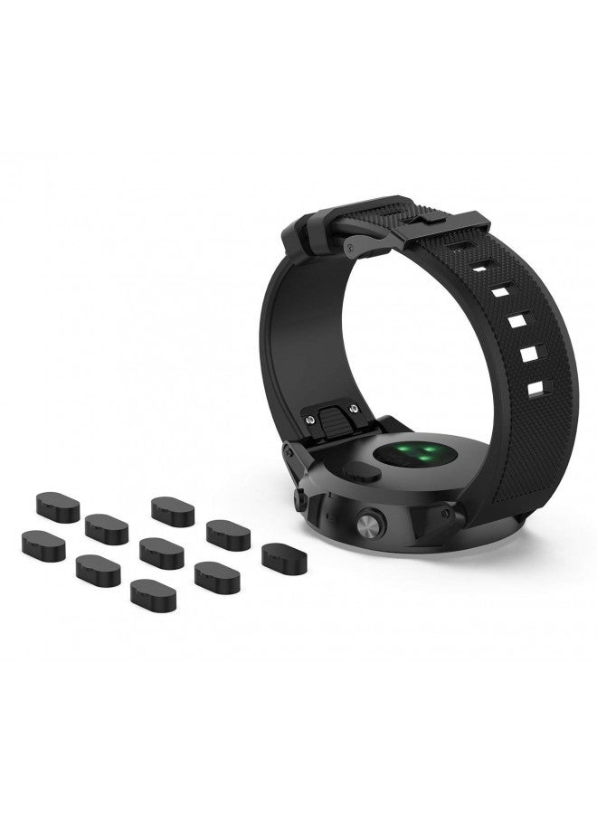 TOKERSE TOKERSE 10 Pack Dust Plug Compatible with Garmin Fenix 8 7 7S 7X 6 6S 6X Pro 5 5S 5X Plus/Vivoactive 3/4/Venu Sq/Forerunner 245/935 Silicone Charger Port Protector Anti Dust Plugs Caps Cover - Black  - Image 4