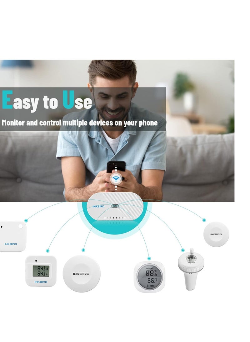 Generic INKBIRD WiFi Gateway IBS-M1 Wi-Fi Bridge Gateway Smart Hub Remotely Control Bluetooth & Wireless Devices with INKBIRD PRO App 2.4GHz Only  - Image 2