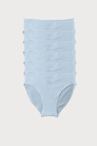 Malabadi Women's Ecru 6 Pack Modal Narrow Pattern Mid Waist Slip Panties 187