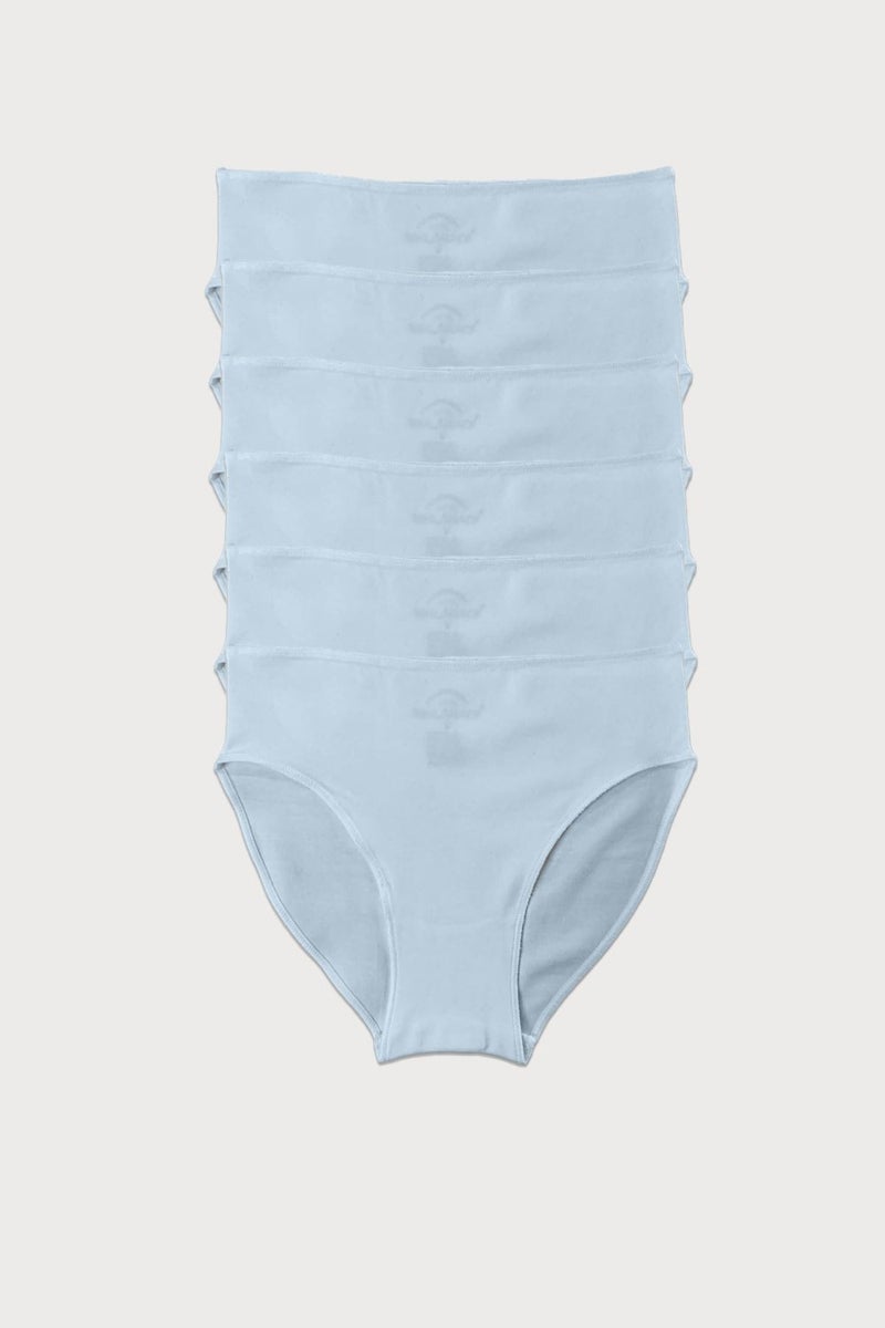 Malabadi Women's Ecru 6 Pack Modal Narrow Pattern Mid Waist Slip Panties 187  - Image 1