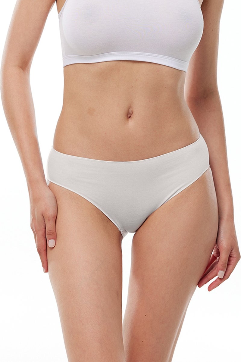Malabadi Women's Ecru 6 Pack Modal Narrow Pattern Mid Waist Slip Panties 187  - Image 2