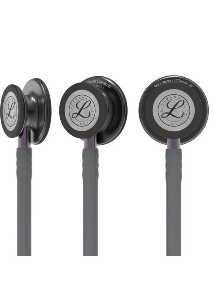 Littmann Littmann Classic III Monitoring Stethoscope: Smoke & Gray - Violet Stem 5873  - Image 4