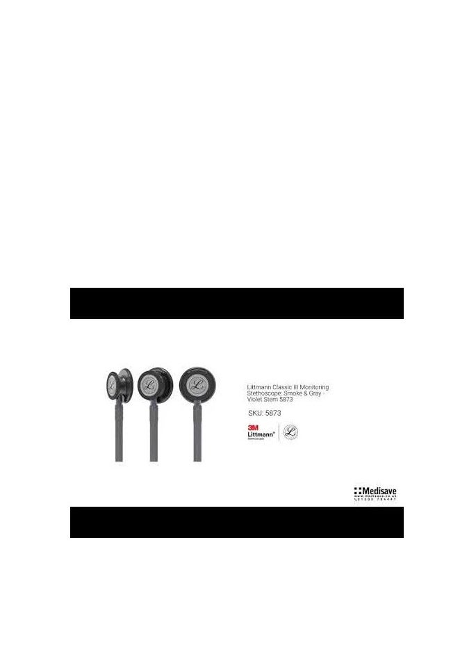 Littmann Littmann Classic III Monitoring Stethoscope: Smoke & Gray - Violet Stem 5873  - Image 5