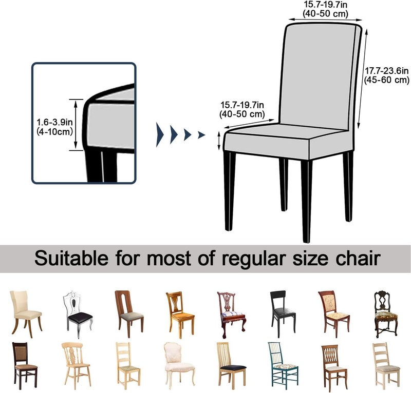 Keyroal كرسي غرفة الطعام Keyroal مجموعة من مجموعة واحدة من Parsons المطبوعة كرسي Slipcovers Spandex قابلة للغسل قابلة للغسل غطاء محامي كرسي المطبخ لحفل فندق غرفة الطعام (رمادي) - Image 5