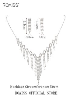 roaiss Women Two Piece Jewelry Set Earrings Necklace Sparkling Style Highlighting Personal Temperament and Charm  - Image 5