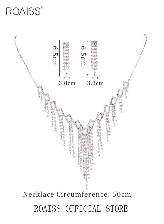 roaiss - Women Two Piece Jewelry Set Earrings Necklace Sparkling Style Highlighting Personal Temperament and Charm - Image 1