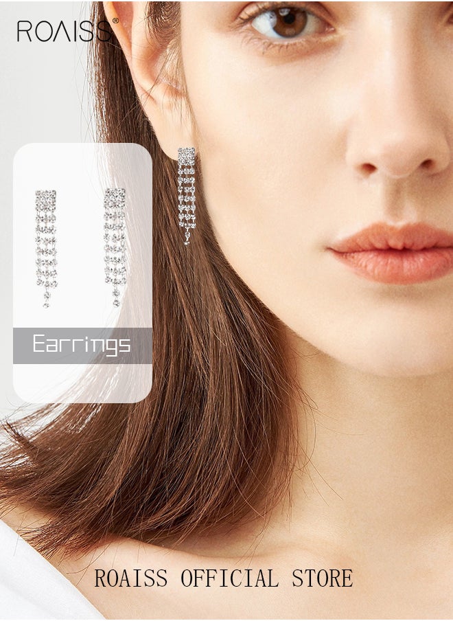 roaiss - Women Two Piece Jewelry Set Earrings Necklace Sparkling Style Highlighting Personal Temperament and Charm - Image 1