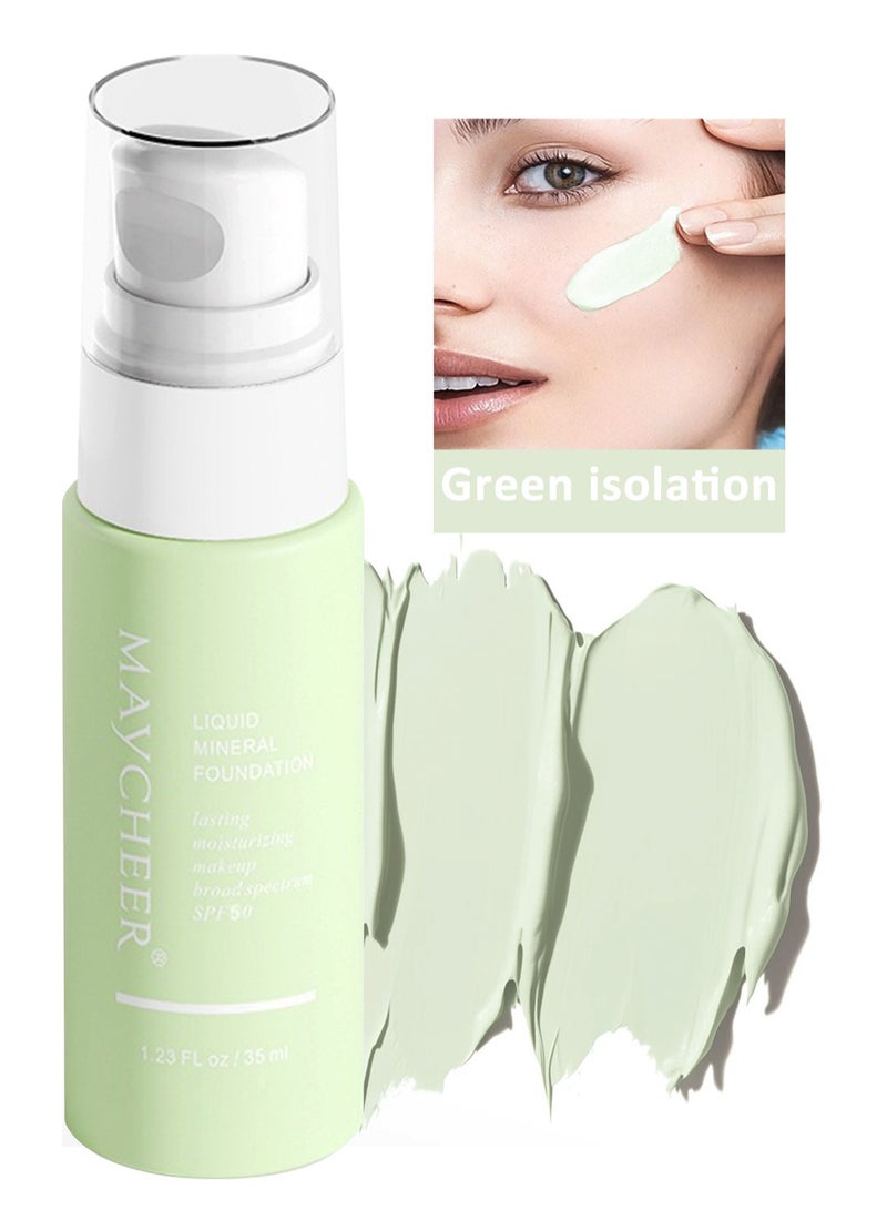 مايتشير كريم تبييض وعزل، خفيف الوزن، حماية من الأشعة فوق البنفسجية، مصحح لون التبييض بعامل حماية من الشمس 50، برايمر مكياج مقاوم للماء للنساء، 35 مل - Image 1