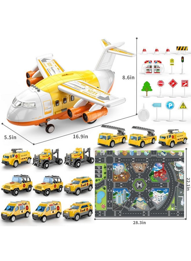 TEMI Toddler Airplane Toys For 3 Year Old, Toy Airplane For Boys Age 4-7, Large Spray Transport Airplane Toy With 12 Construction Vehicles, Toys For 3 4 5 6 7 8 Years Old - Image 1