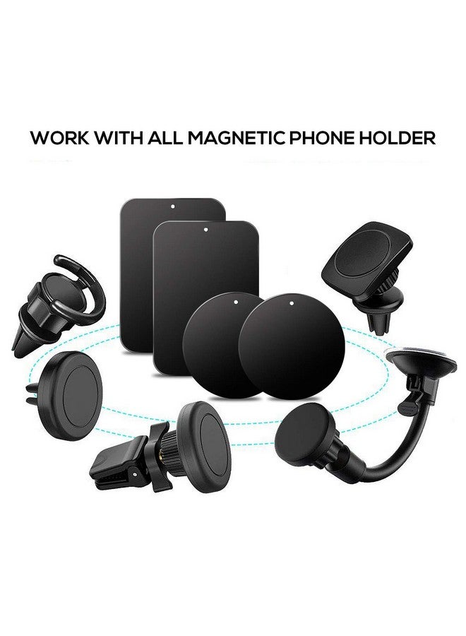 GradCap Metal Plate For Magnetic Phone Mount 4 Packs Universal Ultra Thin Black Metal Disc W/Strong 3M Adhesive Sticker Replacement Accessory Kit 2 Rectangle (1.75"X2.5") & 2 Round (1.5"X1.5")  - Image 5