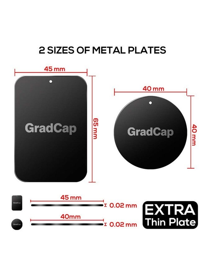 GradCap Metal Plate For Magnetic Phone Mount 4 Packs Universal Ultra Thin Black Metal Disc W/Strong 3M Adhesive Sticker Replacement Accessory Kit 2 Rectangle (1.75"X2.5") & 2 Round (1.5"X1.5")  - Image 4