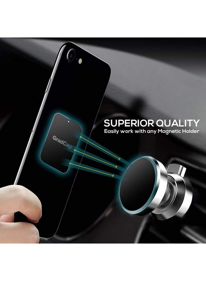 GradCap Metal Plate For Magnetic Phone Mount 4 Packs Universal Ultra Thin Black Metal Disc W/Strong 3M Adhesive Sticker Replacement Accessory Kit 2 Rectangle (1.75"X2.5") & 2 Round (1.5"X1.5")  - Image 2