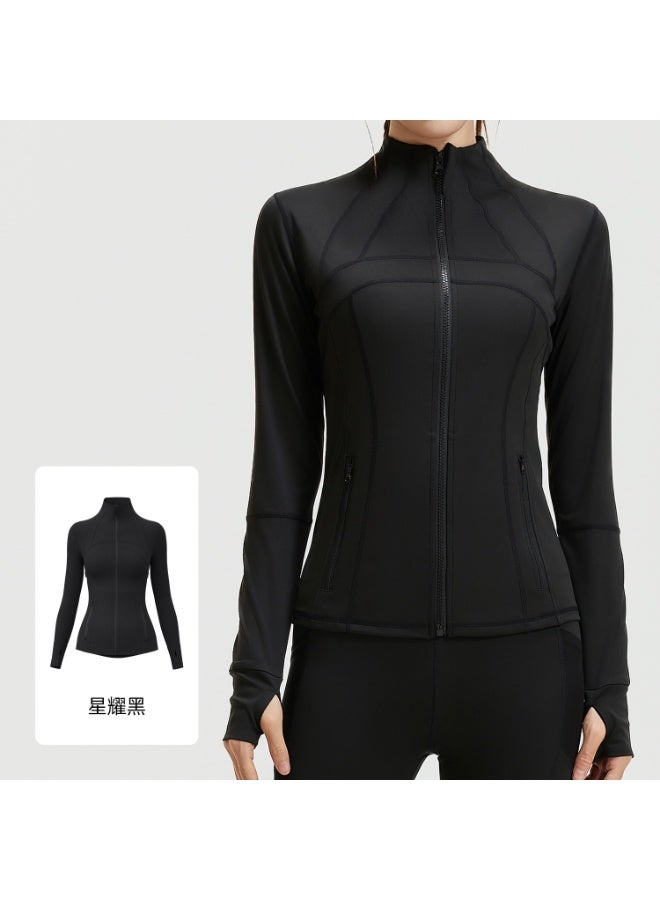 Splicing Fitness Top Jacket Breathable Elastic Pocket Running Sports Yoga Suit Long Sleeve Women's Summer - Image 1