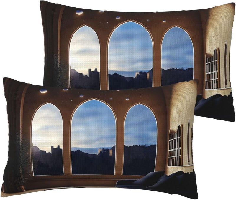 Unique and Stylish Pillow Cases - with Full-Sided Double-Sided Print, Perfect for Home Decor and Gifting Dreamy Scenery Outside The Window Pattern 12"x20" - Image 1