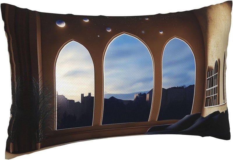 Unique and Stylish Pillow Cases - with Full-Sided Double-Sided Print, Perfect for Home Decor and Gifting Dreamy Scenery Outside The Window Pattern 12"x20" - Image 2