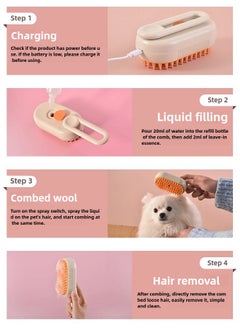 Generic Steam Brush for Cat Dog Pets, 3 in 1 massage Comb with cold steam, for Shedding and Grooming Steamer，Cats and Dogs Pet Grooming Brush Steam Brush 3 in 1 Cold Steam Massage Comb for Cats and Dogs Hair Removal and Grooming Steamer Pet Care Cleaning Comb  - Image 2