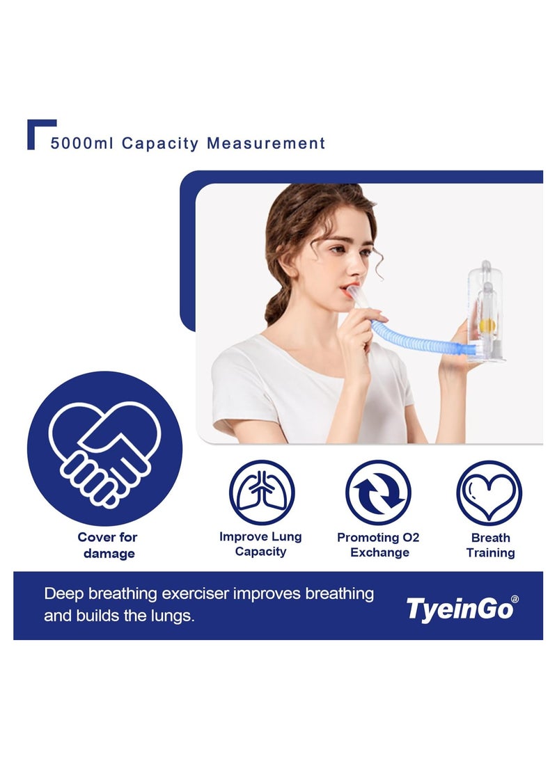 SYOSI Breathing Exercise Device for Lungs, Deep Breathing Trainer for Adults, 5000ml Volume Measurement with Flow Rate Indicator, Breathing Training Device, Natural Trainer Better Strengthen, Easy to Use - Image 3