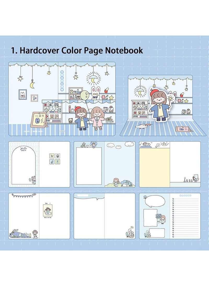 general Cartoon memo set, washi tape stickers, ruler, bookmark, 21 day habit, memo, notes, writing pad scrapbook with 7 rolls of masking tape for planning, 100 day countdown - Image 4