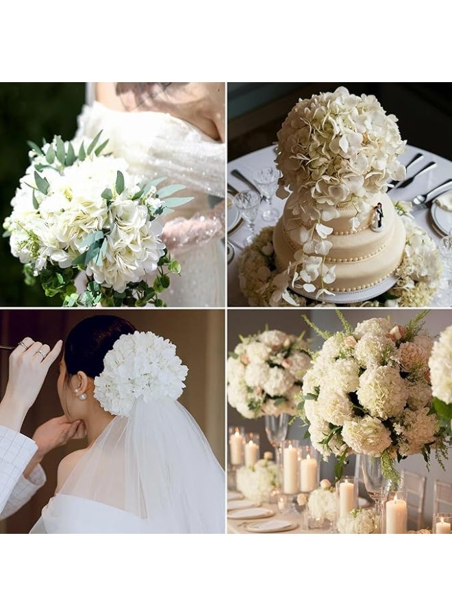 DUNISO 3Pcs Silk Hydrangea Artificial Flowers Realistic Hydrangea Flowers Bouquet for Wedding Party Office Home Decor (White) - Image 2