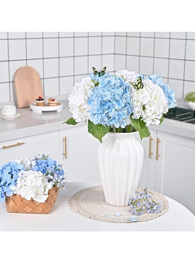 DUNISO White Hydrangea Artificial Flowers with Long Stem & Leaves, Full Latex Faux Hydrangea Flowers for Home Decor Party Floral Arrangements Wedding Bouquets Centerpieces, 3Pcs  - Image 5