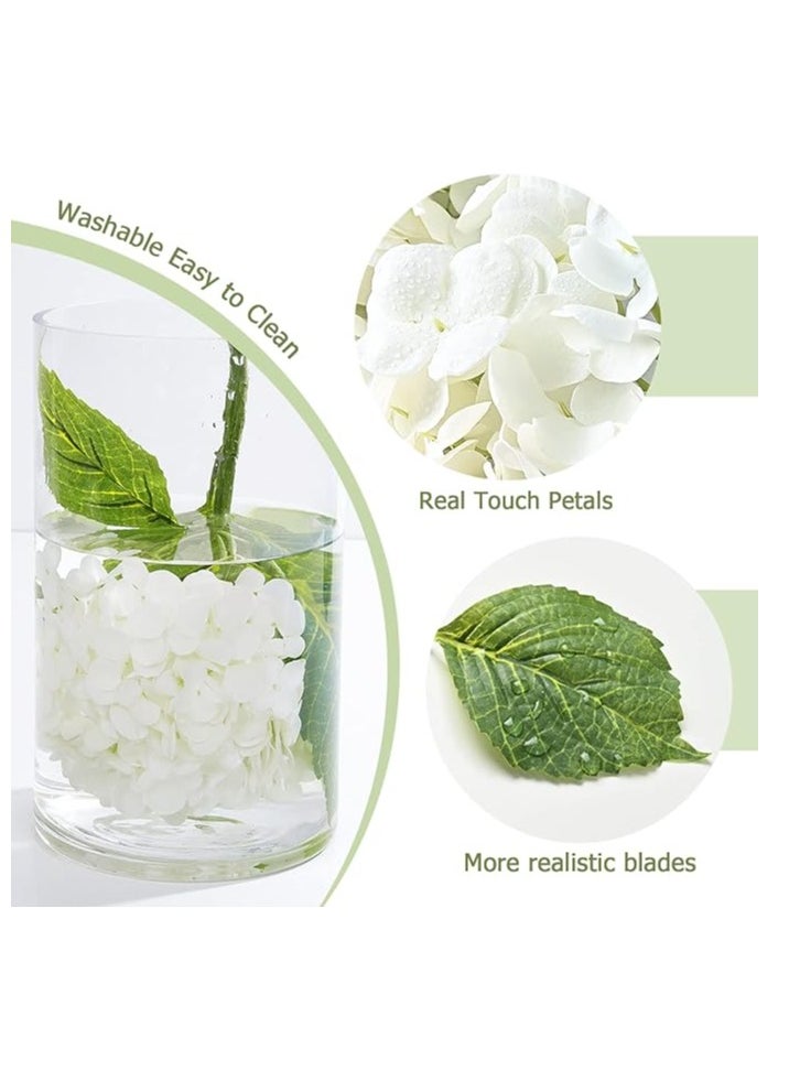 DUNISO White Hydrangea Artificial Flowers with Long Stem & Leaves, Full Latex Faux Hydrangea Flowers for Home Decor Party Floral Arrangements Wedding Bouquets Centerpieces, 3Pcs  - Image 4