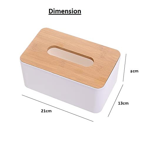 WENGTY Bamboo Cover Plastic Tissue Box Holder Tissue Paper Holder Box Case Tissue Holder Dispenser Organizer for Car Decor Home Facial Tissue Dispenser Holder for Bathroom Vanity Countertop, (ABS) - Image 4