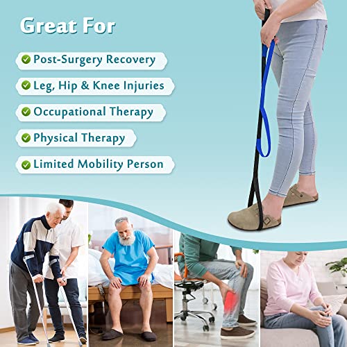 Mybow Leg Lifter Strap for After Knee Surgery Hip Replacement Recovery Kit Medical Leg Loop Lifter Pull Strap Lift Assist Rigid Foot Lifter for Disabled Elderly Adults Handicap Mobility Aids Portable Lifter - Image 4